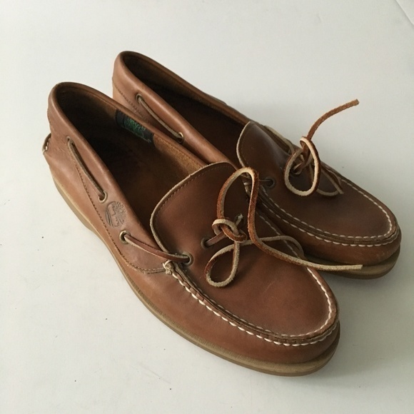Timberland Brown Leather Boat Shoes Loafers Mens Size 8.5 Slip On - Picture 3 of 7